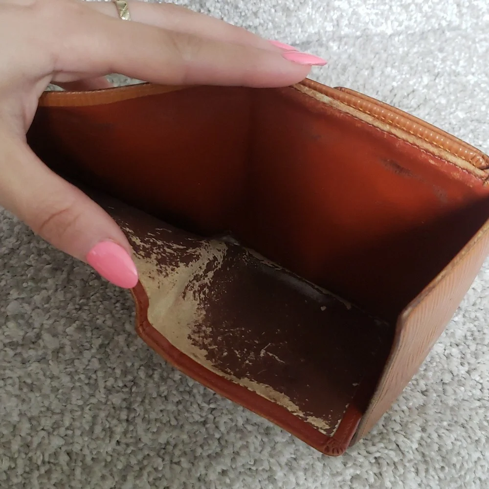 Louis Vuitton Cognac Brown Epi Leather Double Snap Wallet Authentic Vintage